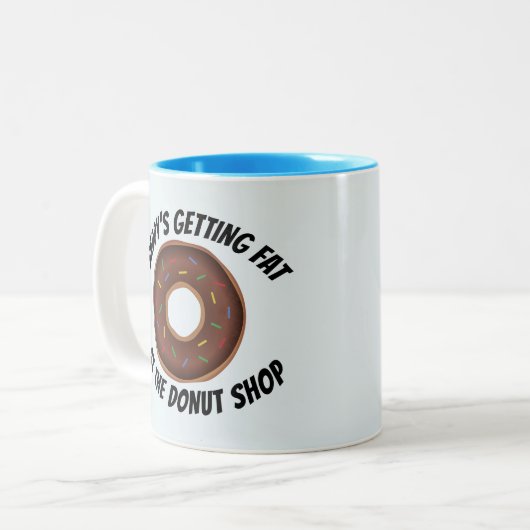 DADDY ERHÄLT FETT AN DER DONUT SHOP-FUNNY ZWEIFARBIGE TASSE (Vorderseite Links)