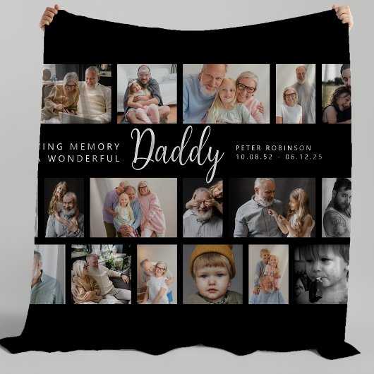 Daddy-Erinnerung 18-Foto-Collage Fleecedecke