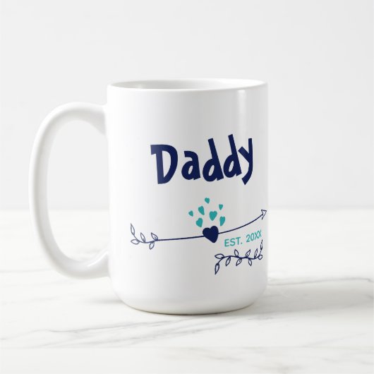 Daddy Est 20xx Herz & Pfeile Zwei Tone Blau Kaffeetasse (Links)