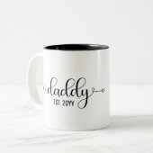 Daddy Est, New Dad | Papa zu Geschenken Zweifarbige Tasse (Vorderseite Links)