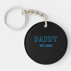 Daddy Est Year Vatertag Bold Typografy Foto Schlüsselanhänger