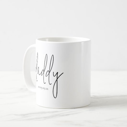 Daddy Establidy Date Baby Name New Dad Kaffeetasse (Vorderseite Links)