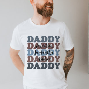 Daddy Father's Day Custom Kids Names Retro T-Shirt