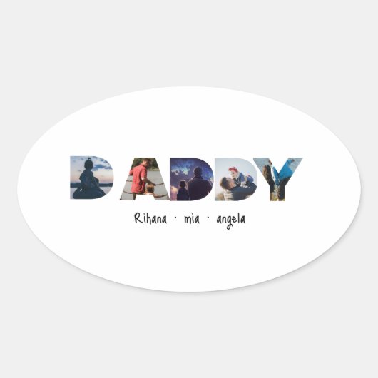 Daddy Father's day personalized photo gift Ovaler Aufkleber (Vorderseite)