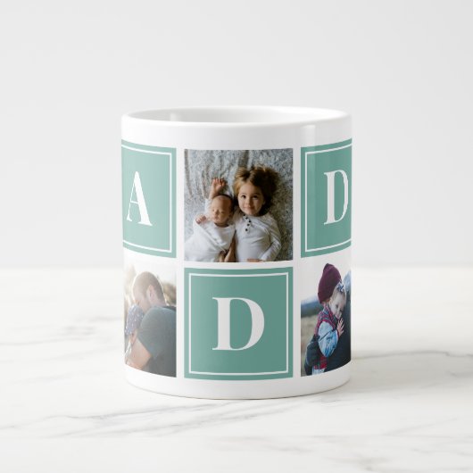 Daddy Foto Collage Custom Giant Coffee Tasse (Vorderseite)