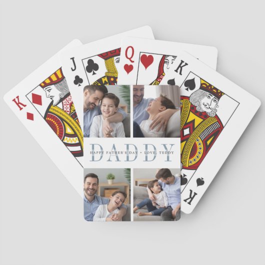 Daddy Foto Collage & Custom Message Spielkarten (Rückseite)