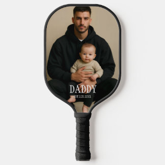Daddy-Foto und Schrift Pickleball Schläger