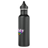 Daddy, Gay Daddy Bear, Retro LGBT Rainbow, LGBTQ P Edelstahlflasche (Rechts)