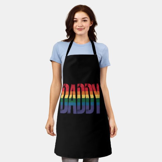 Daddy Gay Pride Monat LGBTQ Vathers Day Rainbow Schürze (Getragen)