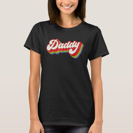 Daddy Gay Pride Month LGBTQ Fathers Day Rainbow Fl T-Shirt (Vorderseite)
