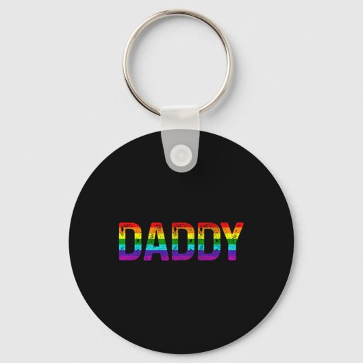 Daddy Gay Pride Month Lgbtq Vathers Day Rainbow Fl Schlüsselanhänger (Vorderseite)