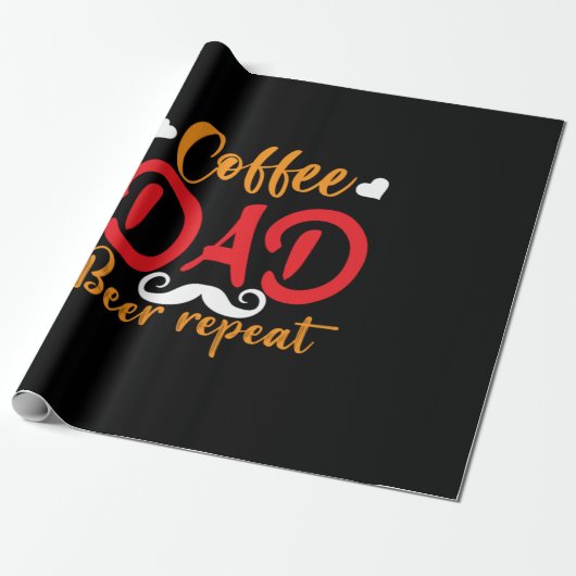 Daddy Gift Coffee Vater Beer Repeat Geschenkpapier (Ungerollt)