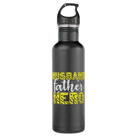 Daddy Gift Husband Father Hero Edelstahlflasche (Vorderseite)