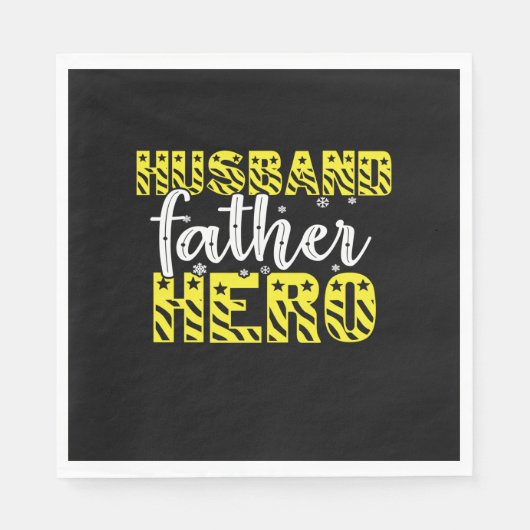 Daddy Gift Husband Father Hero Serviette (Vorderseite)