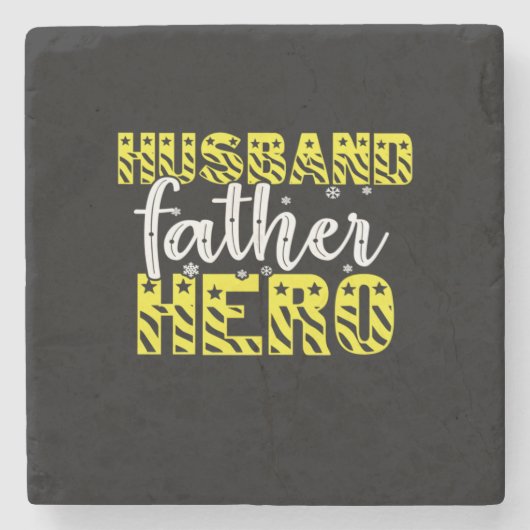 Daddy Gift Husband Father Hero Steinuntersetzer (Vorderseite)