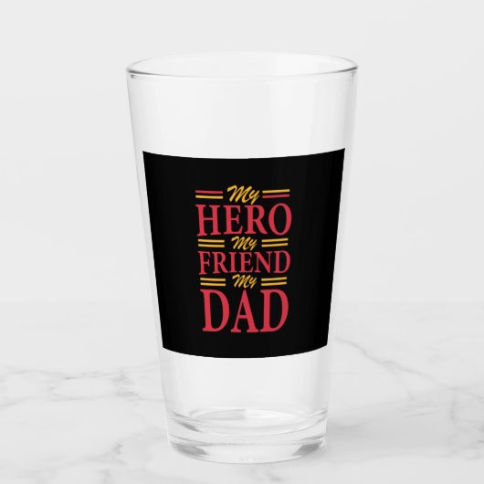 Daddy Gift My Hero Friend Vater Glas (Vorderseite)