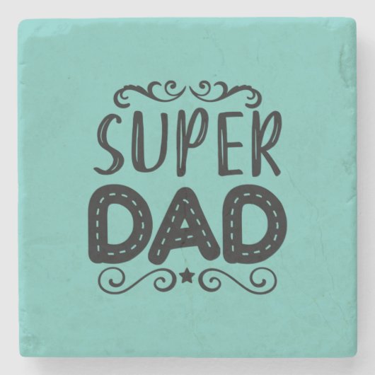 Daddy Gift Proud Super Vater Steinuntersetzer (Vorderseite)