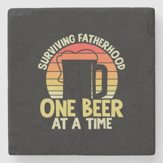 Daddy Gift überleben Vaterschaft ein Bier Steinuntersetzer (Vorderseite)