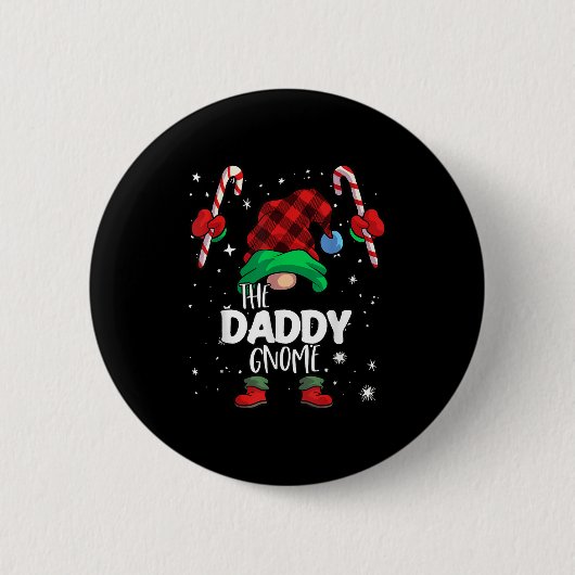 Daddy Gnome Red Buffalo Kariert Matching Family Ch Button (Vorderseite)