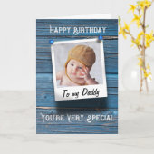 Daddy Happy Geburtstag Foto Template Rustic Blue Karte (Gelbe Blume)