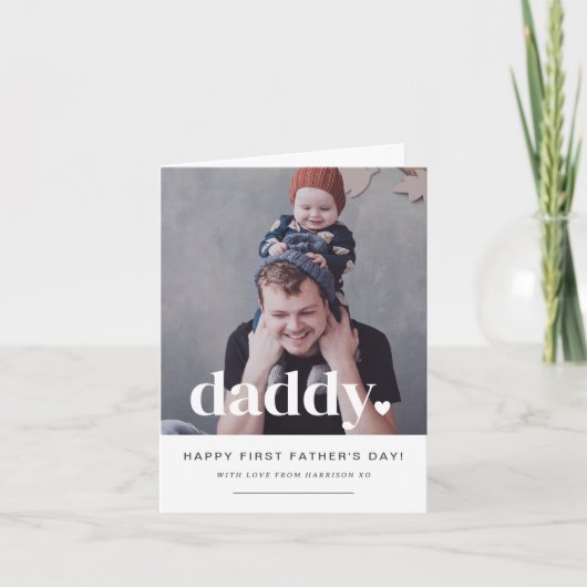 Daddy Heart - Foto-Karte des ersten Vaters Einladung (Vorderseite)