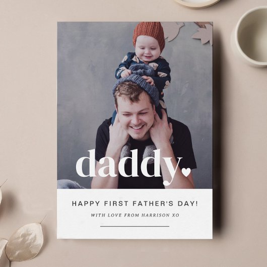 Daddy Heart - Foto-Karte des ersten Vaters Einladung
