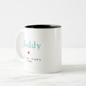 Daddy Heart Modern Vatertag Kindernamen Zweifarbige Tasse (Vorderseite Links)