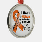 Daddy Hero in My Life Leukemia Silbernes Ornament (Rechts)