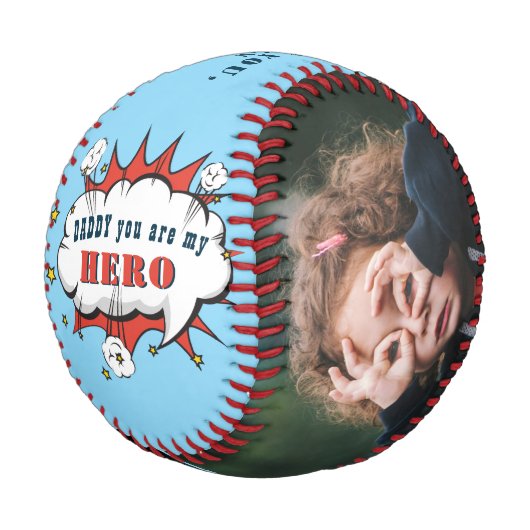 Daddy Hero Superhero Vater Father's Day Foto Baseball (Schrägansicht)