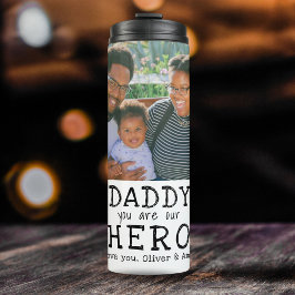 Daddy Hero Typografy Vatertag Foto Thermosbecher