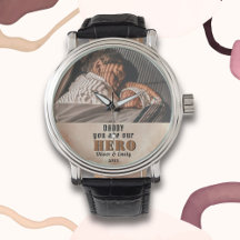 Daddy Hero Watercolor Father's Day Foto Watch