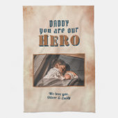 Daddy Hero Watercolor Pater Keepake Foto Geschirrtuch (Vertikal)