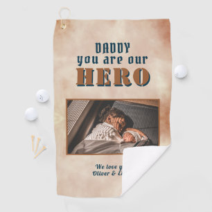 Daddy Hero Watercolor Pater Keepake Foto Golfhandtuch