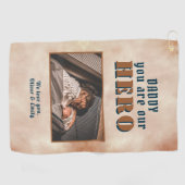 Daddy Hero Watercolor Pater Keepake Foto Golfhandtuch (Horizontal)
