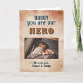 Daddy Hero Watercolor Pater Keepake Foto Karte (Vorderseite)