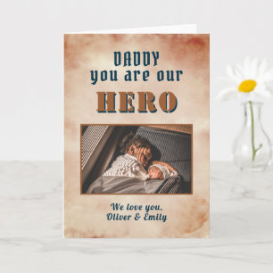 Daddy Hero Watercolor Pater Keepake Foto Karte