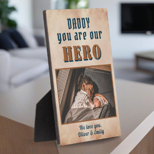 Daddy Hero Watercolor Vatercolor - Foto der Famili Fotoplatte