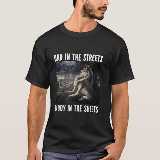 Daddy in den Schafen Funny Alpha Werwolf Wolf Meme T-Shirt (Vorderseite)