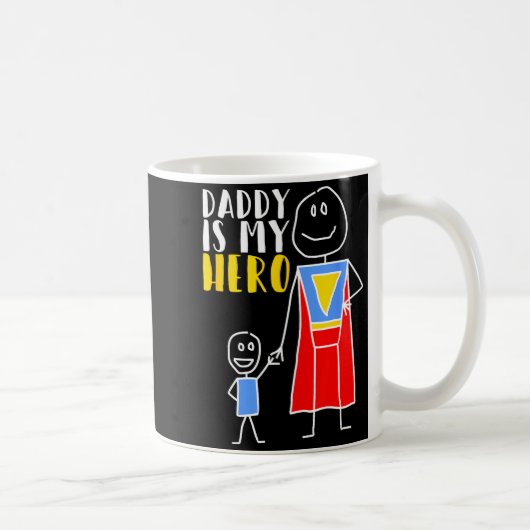 Daddy Is My Hero Super Dad Hand Drawing  Kaffeetasse (Rechts)