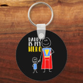 Daddy Is My Hero Super Dad Hand Drawing  Schlüsselanhänger (Vorderseite)