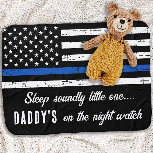 Daddy ist auf der Night Watch Thin Blue Line Polic Babydecke