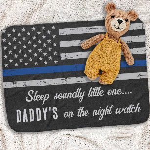 Daddy ist auf der Night Watch Thin Blue Line Poliz Babydecke