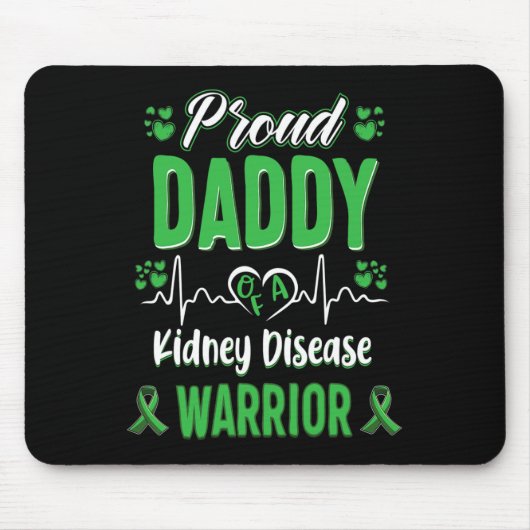 Daddy Kidney Disease Warrior Awareness Ribbon Gree Mousepad (Vorne)