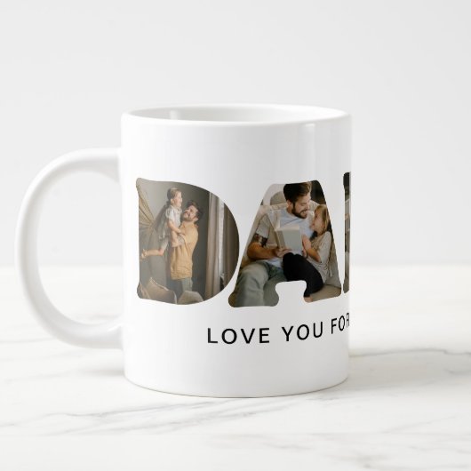 DADDY Letter Photo Collage Jumbo-Tasse (Links)