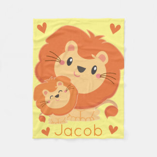 Daddy Lion & Cub Jungle Animals Safari Kinderzimme Fleecedecke