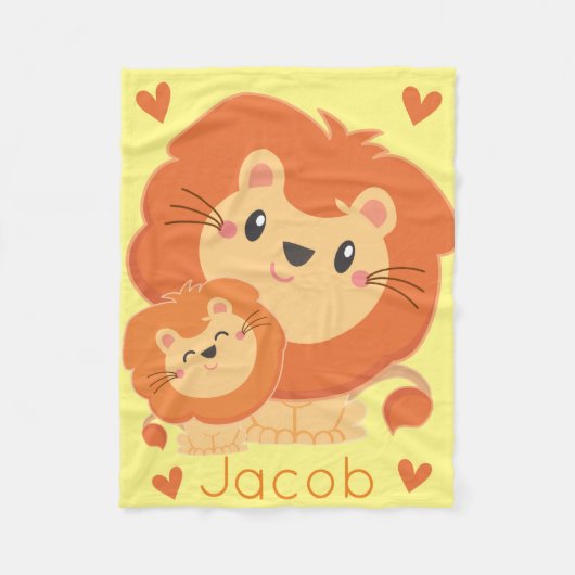 Daddy Lion & Cub Jungle Animals Safari Kinderzimme Fleecedecke (Vorderseite)