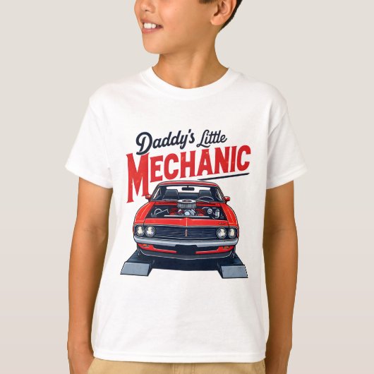 Daddy Little Mechanic Classic Car Keepake Wear T-Shirt (Vorderseite)