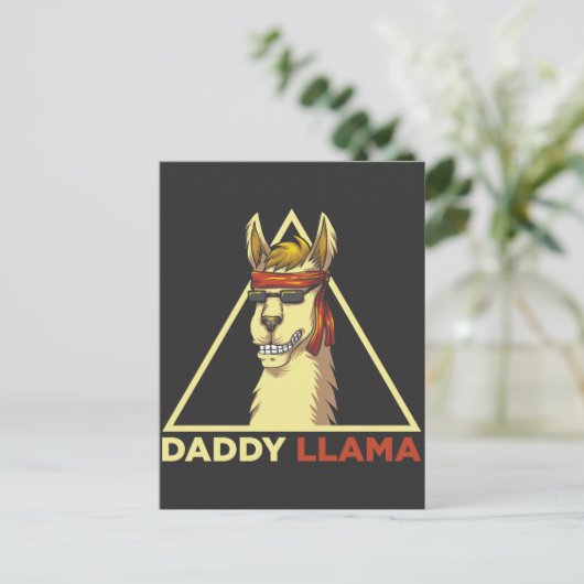 Daddy Llama Husband Cool Sunglasses Alpaca Vater Postkarte (Stehend Vorderseite)