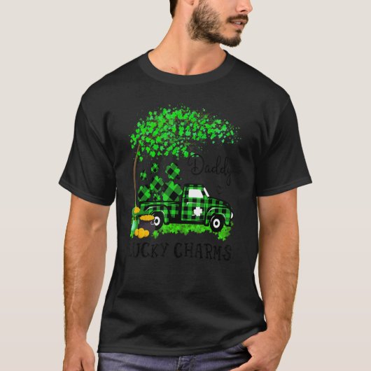 Daddy Lucky Charm Shamrock Graphic Truck St Patric T-Shirt (Vorderseite)