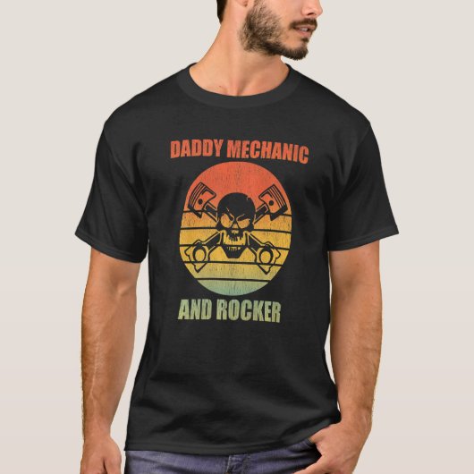 Daddy Mechanic und Rocker Retro Sunset T-Shirt (Vorderseite)